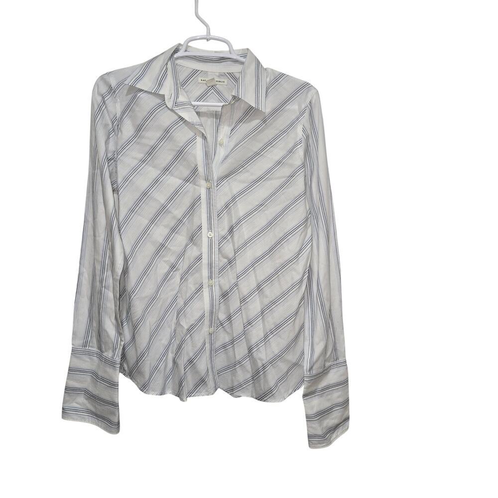 Banana Republic Stripe Blouse M Cotton Button Front